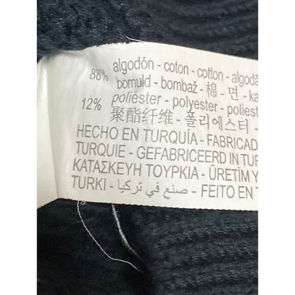 Zara Women's Black M Patch Waffle Knit V Neck Button Up Cardigan Sweater Top L - Picture 4 of 4